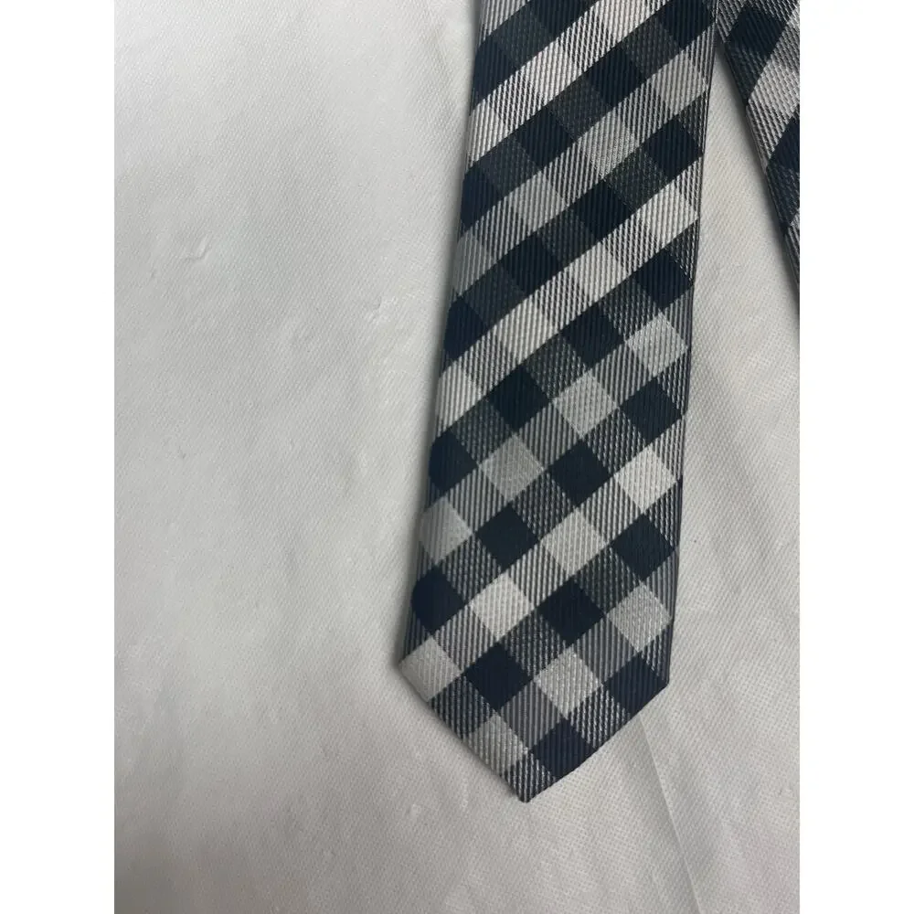 DANIEL Hand Made Tie - Black & White Checkered - Slim Necktie 2.5